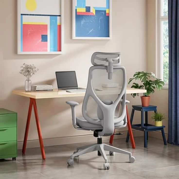 SENSE7 Gaming Stuhl Bürostuhl Ergonomisch Schreibtischstuhl Office Chair Chefsessel Drehstuhl Schreibtischsessel Verstellbar für Home Office Gamer bis 150kg Computerstuhl Bürosessel - MOYO Grau – Bild 8