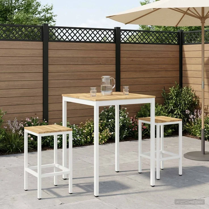 vidaXL Gartenbar-Tisch NAARDEN Weiß gewaschen 80 x 80,5 x 105 cm 901777 – Bild 1