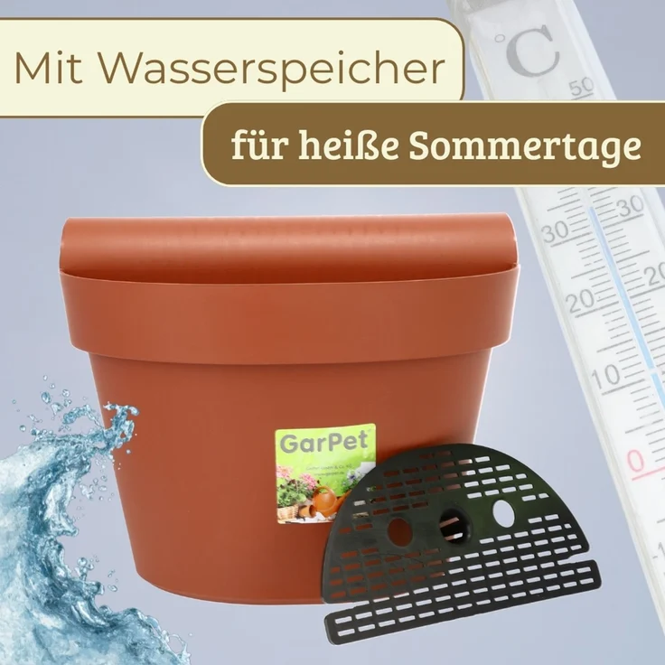 4er Set Geländertopf Balkon mit Wasserspeicher Blumentopf Zaun Blumenkasten Geländer Geländerkasten Balkontopf Balkonkasten Balkon Blumenkasten Geländer Terracotta – Bild 7