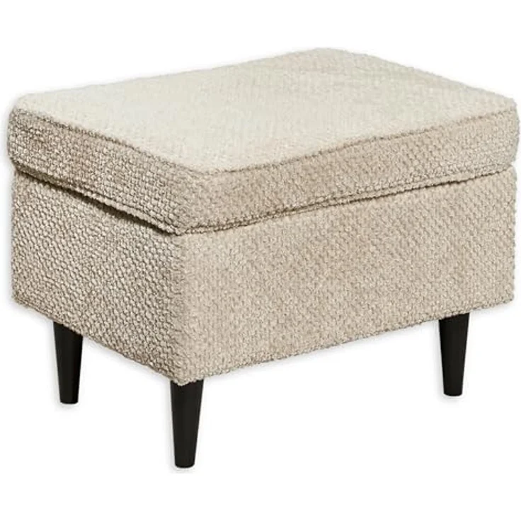 OSKAR Fußhocker gepolstert, Ivory - Vintage Polsterhocker für Sessel, Couch und Sofa - 63 x 43 x 42 cm (B/H/T) – Bild 2