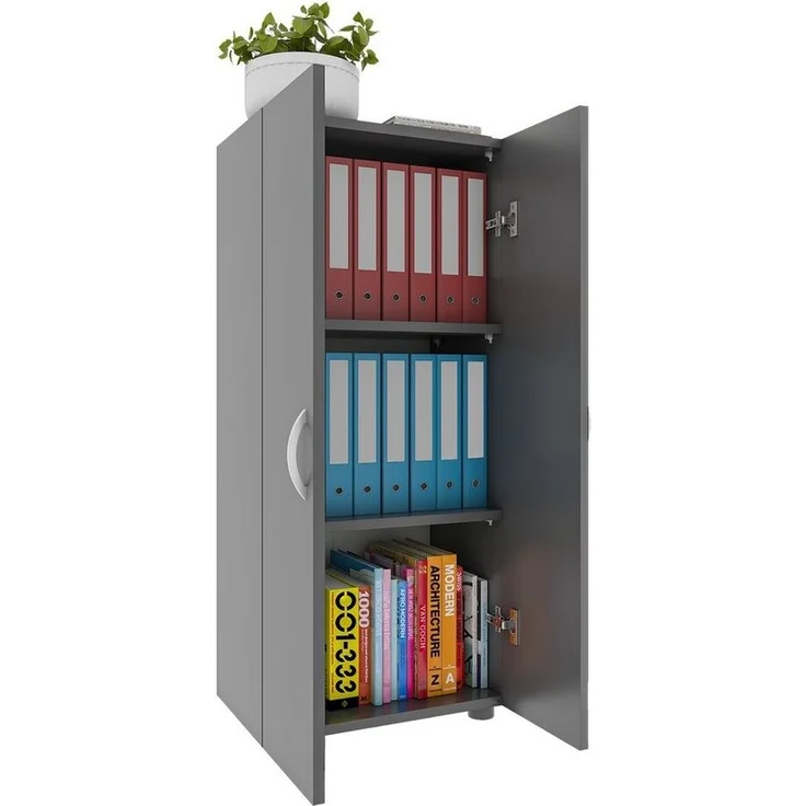 VCM Büroschrank Ulas 918434 Anthrazit H. 108 x B. 49 x T. 34 cm – Bild 5