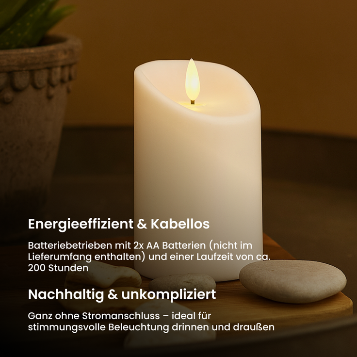 Star LED Stumpenkerze Flamme - Mit timer & Flackerlicht - Für Innen- & Außenbereich - Warmweißes Licht - 13 cm Hoch, IP44 - Weißer Kunststoff – Bild 3
