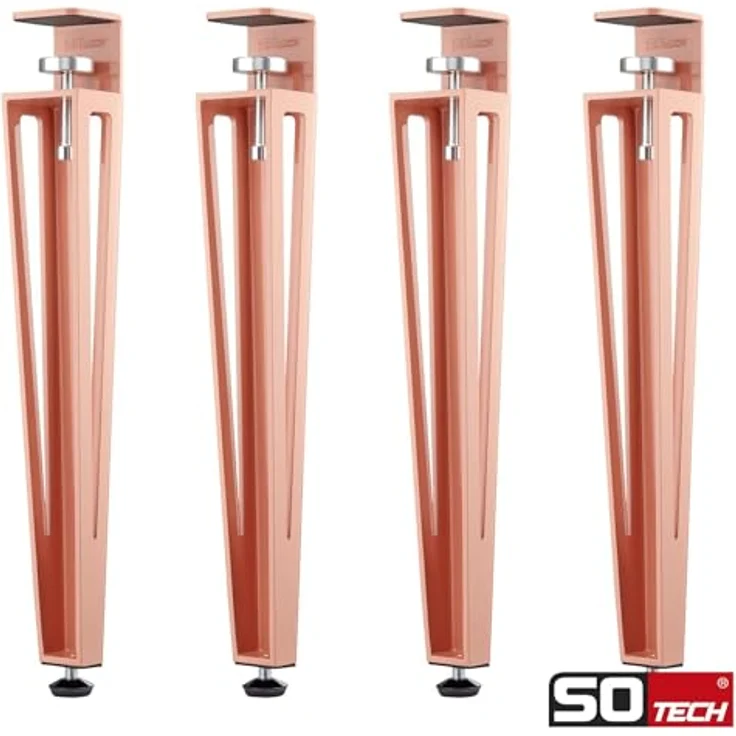 SO-TECH® Tischbein ColorLine in F-Form konisch zulaufend von 70 auf 40 mm, mit Klemmschraube (ohne Bohren) - rosa - Höhe 464 mm - 4x – Bild 3