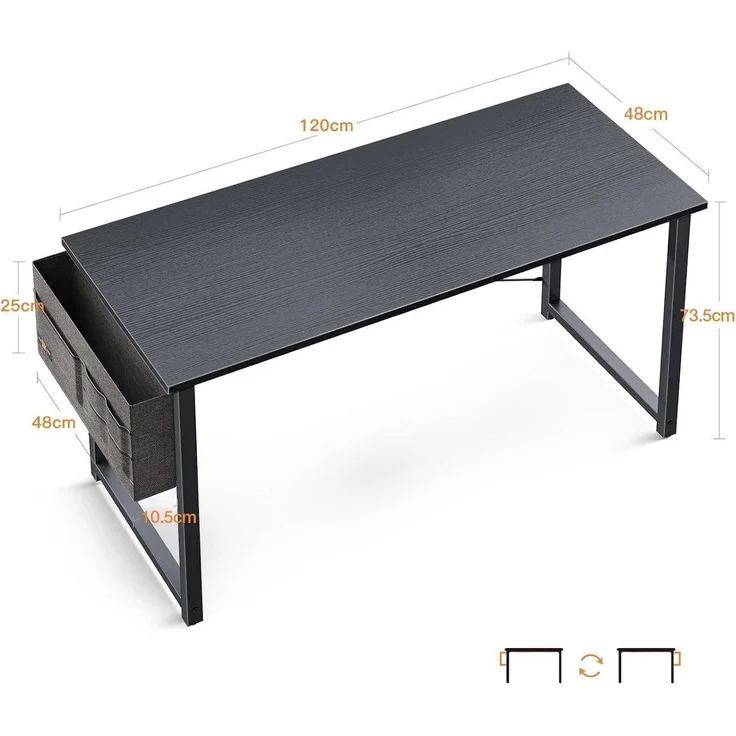 ODK Schreibtisch Schwarz 120x50x74cm Bürotisch mit Stauraum & Kopfhörerhalter – Bild 8