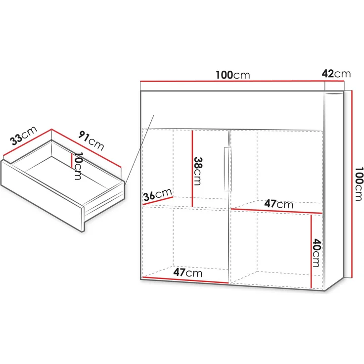 Kommode Kerkin 2D1S (Farbe: Nuss Warmia) – Bild 4