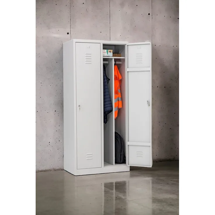 Garderobenschrank 2-türig grau