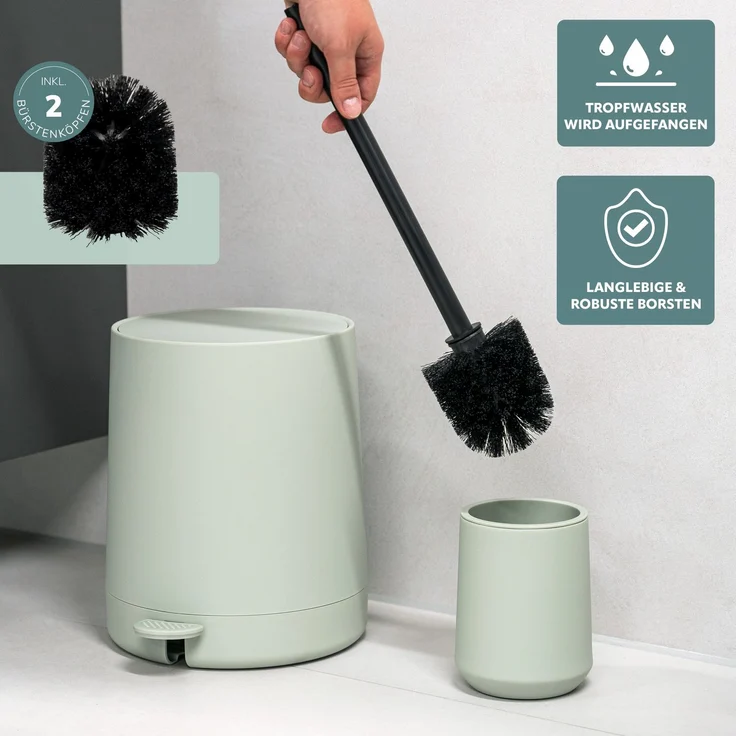 Bad-Accessoires Set TESERO 2tlg. bestehend aus 1x WC-Garnitur, 1x Kosmetikeimer aus Kunststoff in Salbei – Bild 4