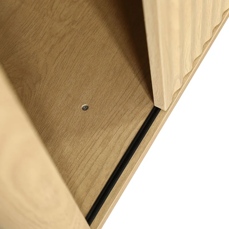 Waschtischkommode 61 x 47 x 90 cm aus MDF mit Keramikwaschbecken, Schiebetür und Wellenstruktur – Bild 9