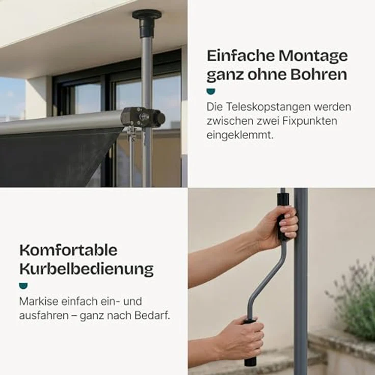 Klemmmarkise Stem 350x120x220-309 cm Schwarz [pro. tec] – Bild 5