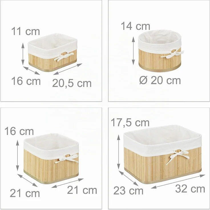 Relaxdays Aufbewahrungskörbe 4er Set Bambus – Bild 4