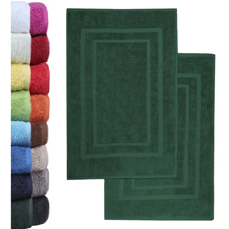 NatureMark Badematte Badematte 800gsm, strapazierfähig, Baumwolle, rechteckig, Badematte 2-tlg, Duschmatte Duschvorleger, Premium Qualität, 50x80cm, Dunkel grün