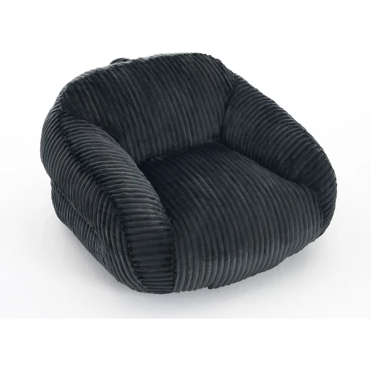 Sitzsack aus Samt mit Rückenlehne, formstabiler Schaumstoff, 116×110×61 cm, Dunkelgrau – Bild 7