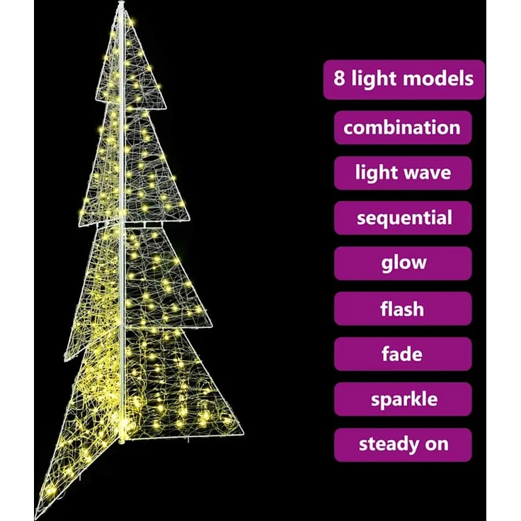 vidaXL Weihnachtsbaum Warmes Weiß 180 cm Acryl 240 LEDs 42019210 – Bild 9