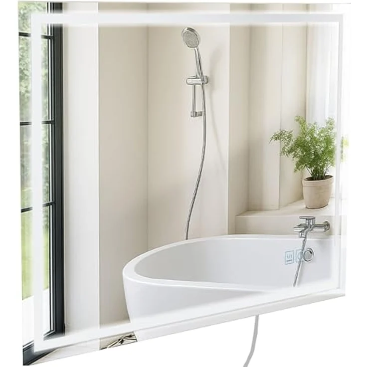 CLP Badspiegel Jaffrey Bluetooth-Lautsprecher Anti-Beschlag Quer- und Hochformat LED,60x80 cm – Bild 6