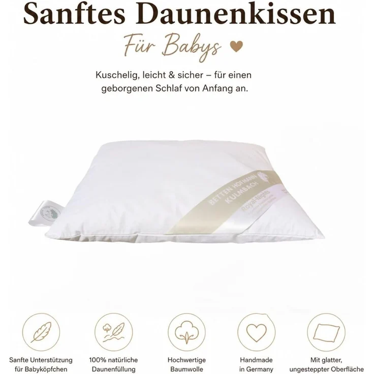Betten Hofmann Babykissen Kuschelkissen 35x40 cm medium 50% Daunen weich 70 g – Bild 3