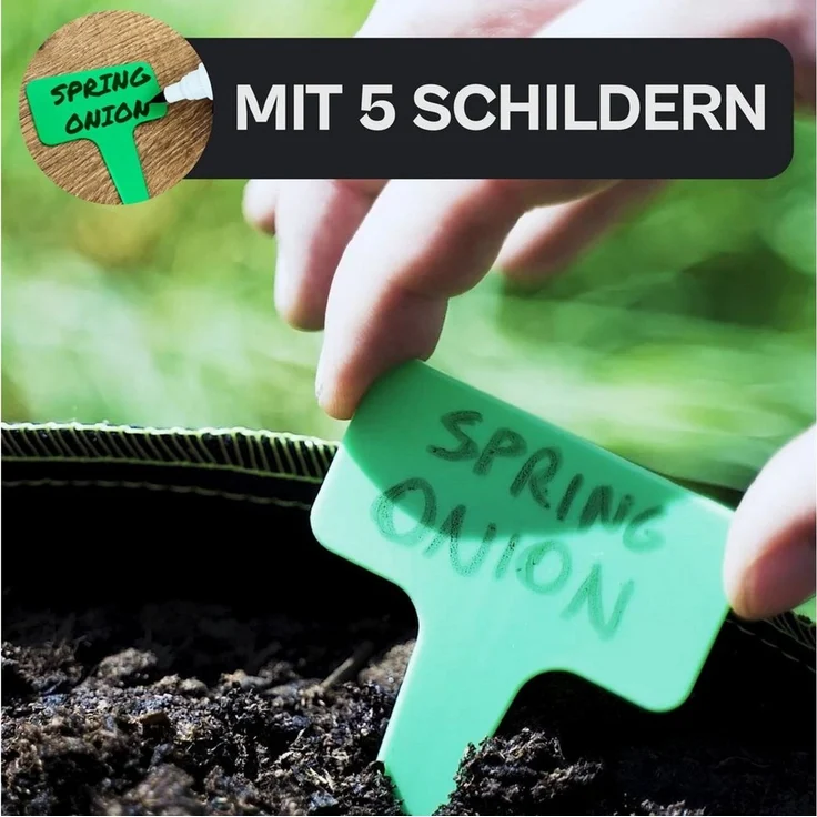 Praknu Pflanzkübel Pflanzsack 60l - 3 STK aus Vliesstoff mit 3 Schilder zum Beschriften (3er Set, 3 St), mit Griff - Für Gemüse, Pflanzen & Blumen - Stofftöpfe - Grow Töpfe – Bild 3