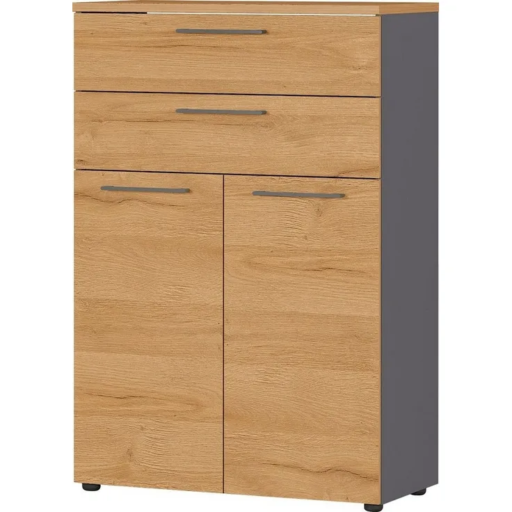 GERMANIA Schrankkombination Büroschrank, Aktenschrank , Computerschrank AGEND Eiche/Graphit BHT 80 x 120 x 40 cm