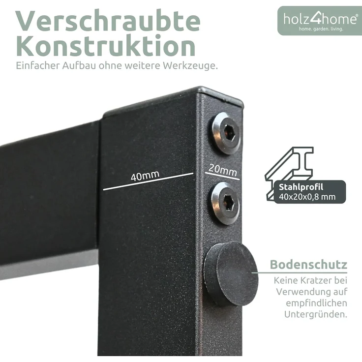 Kaminholzregal - Metall, Schwarz - BHT 40 x 100 x 25cm – Bild 3