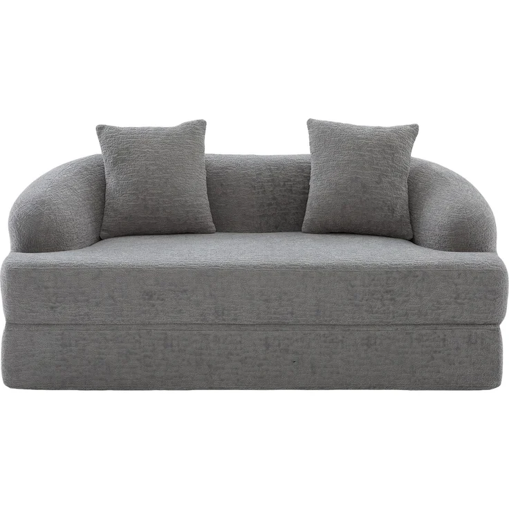 ZUBALIYA Schlafsofa 84x65 cm, mit LED - Beleuchtung, mit Chenille - Bezug, modular aufgebaut, mit Schaumstoffpolsterung, Hellgrau – Bild 14