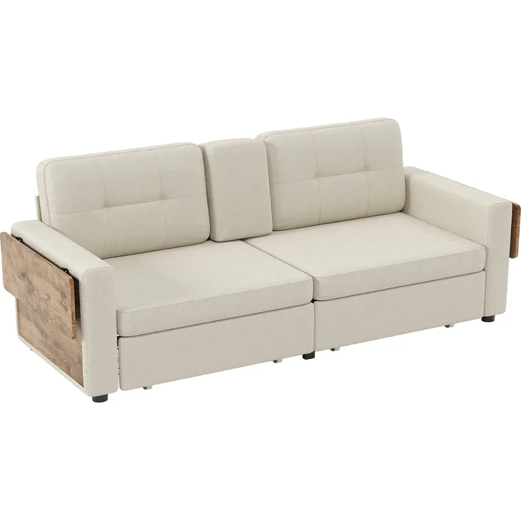 ZUBALIYA Schlafsofa 71x57.5 cm, mit Schreibtisch, mit Schubladen, mit Stauraum, mit Ablageflächen, mit Ausziehbett, Beige – Bild 14