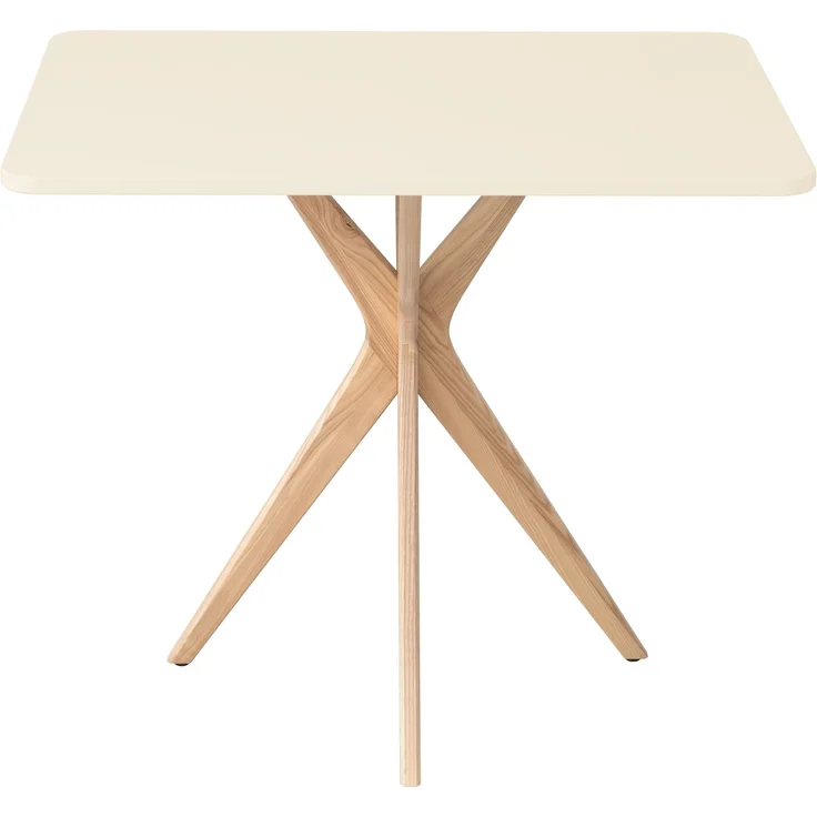Ragaba kleiner rechteckiger Esstisch, MDF & Massives Eschenholz, 80x55 cm, Perl Weiß – Bild 1