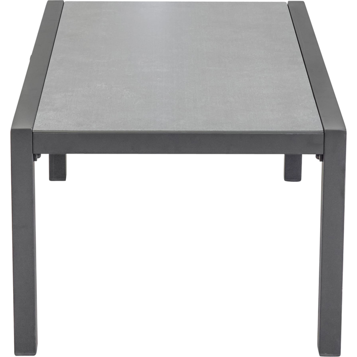 SONDRINO Loungetisch 60x100, Platte-Glas-Keramik Beschichtung Beton optik, 4-Fuß Alu anthrazit – Bild 3