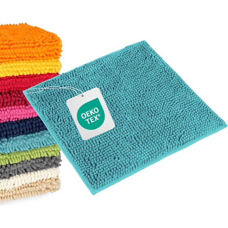 WohnDirect Badematte 45x45 cm | Petrol - rutschfest & Waschbar - Badezimmerteppich zum Set kombinierbar, Badvorleger, WC Garnitur, Badteppich
