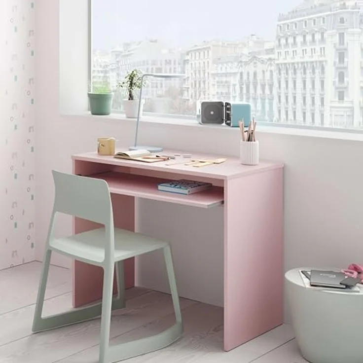 Habitdesign, Computertisch mit abnehmbarem Tablett, Jugendschreibtisch, Rosa, Maße: 90 x 79 x 54 cm (B x H x T), Modell I-Joy – Bild 2