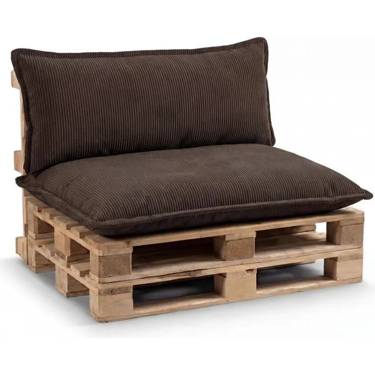 Gutekissen® Palettenkissen Glatte Kissen mit Paspel, Palettenauflagen Sitzkissen Rückenlehne Glatt PLL (Dunkelbraun, Sitzkissen 120x80)