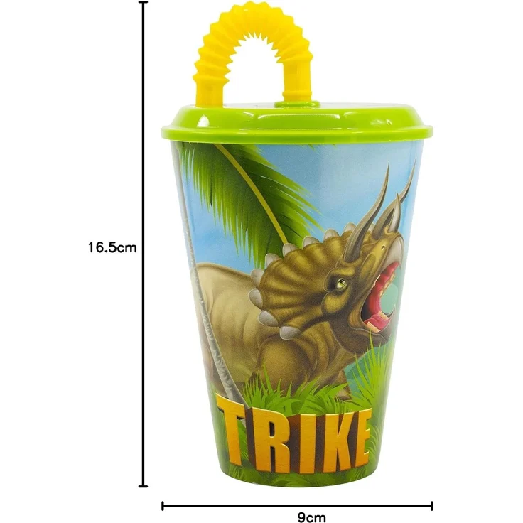 Dino Trinkbecher 430 ml mit Deckel und Strohhalm – Bild 6