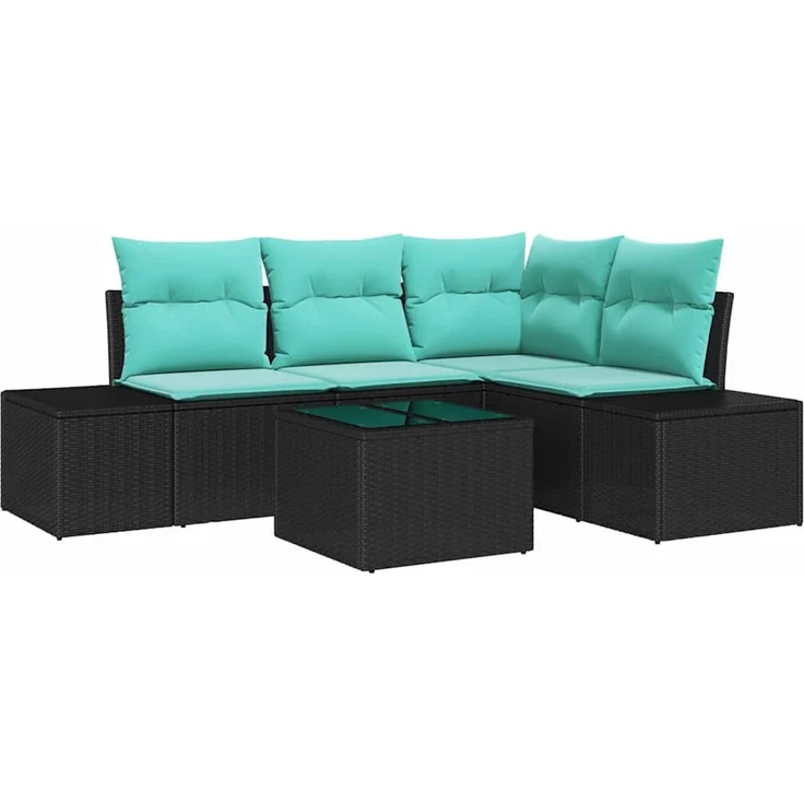 vidaXL Gartensofa-set 5 stk. Schwarz Poly-Rattan 3347056 – Bild 2