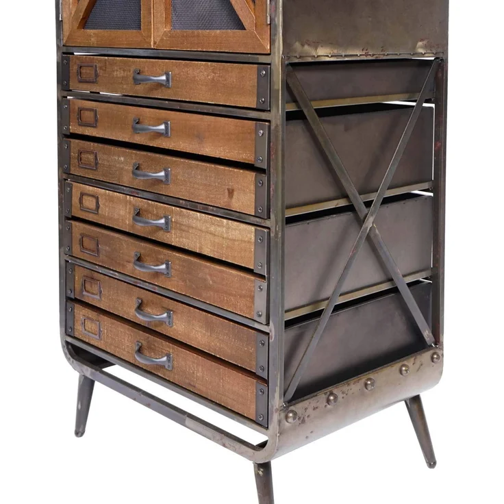 Wohnzimmer-Set HWC-F91, TV-Rack Kommode Highboard Hochschrank, Industrial Tanne Holz Metall, braun-schwarz – Bild 8