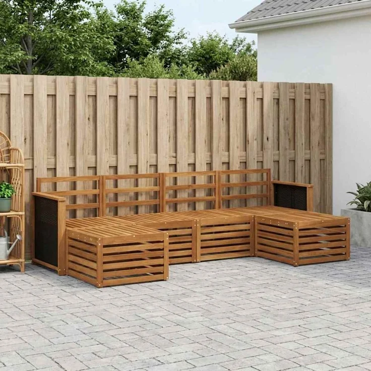 vidaXL Outdoor-Sofagarnitur 5 stk. 6-Sitzer Natur Massivholz Akazie 3384670 – Bild 1