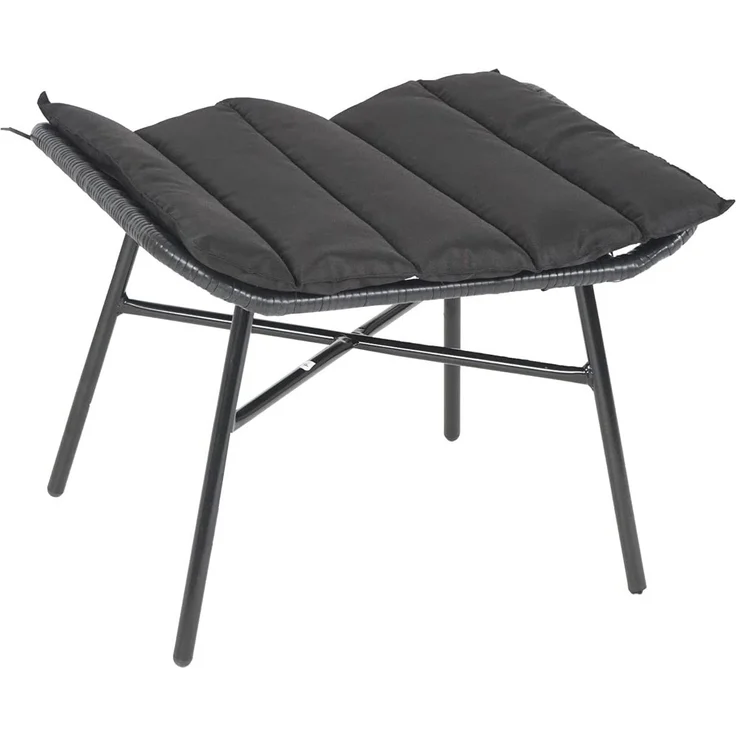 Poly-Rattan Set HWC-G17b, Balkon-Set Gartengarnitur Sitzgruppe Stuhl+Hocker Sessel, Seil ~ anthrazit, Kissen anthrazit – Bild 6