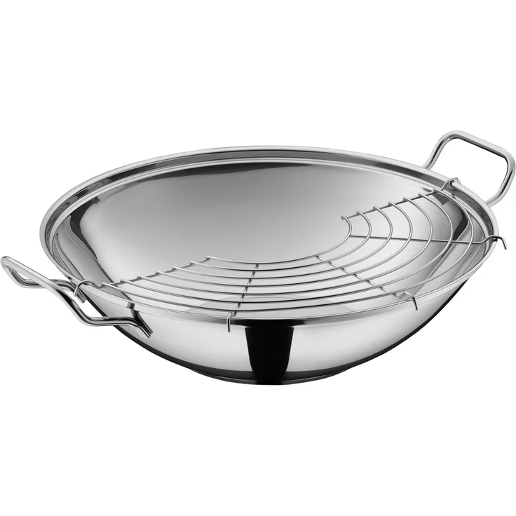 WMF Wok Party Taiwan Wokpfanne Induktion, Cromargan® Edelstahl Rostfrei 18/10 (Set, 3-tlg), Wok mit Deckel und Ablagegitter, für alle Herdarten geeignet – Bild 7