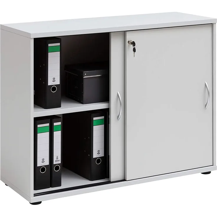 Möbelpartner Aktenschrank, lichtgrau, ca. 100,0 x 39,5 x 77,4 cm