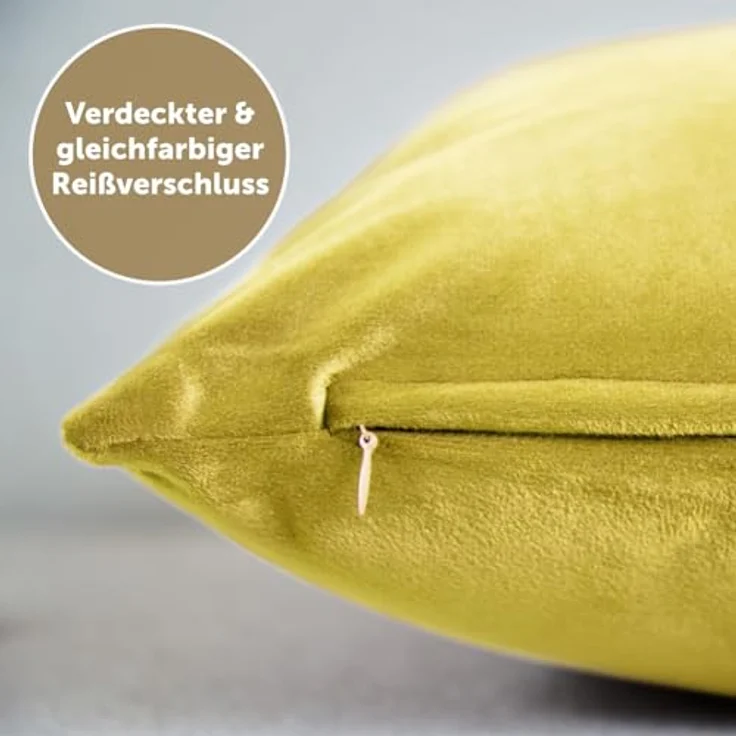 Blumtal Kissenbezug 2er Set - dekorativer Samt Kissenbezug mit verstecktem Reißverschluss, Kissenhülle für Zierkissen, waschbar – Bild 5