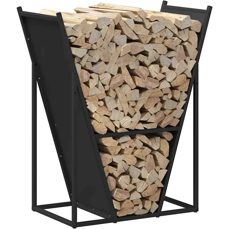 vidaXL Brennholzregal Schwarz 69,5x35x81 cm Kaltgewalzter Stahl 864177 – Bild 3
