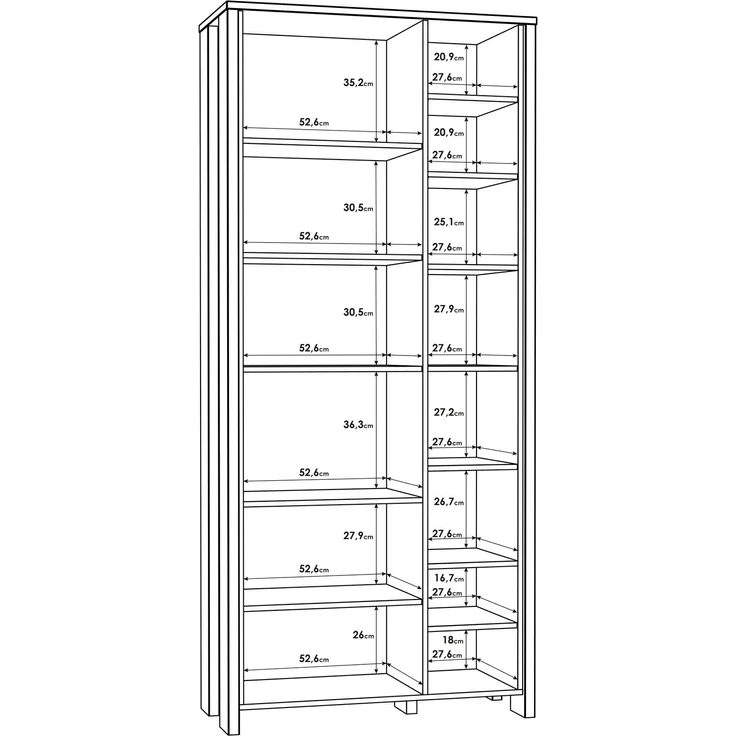 FORTE Clif Highboardvitrine, Holzwerkstoff, Grau/Braun, 91,6 x 205,4 x 41,4 cm – Bild 6
