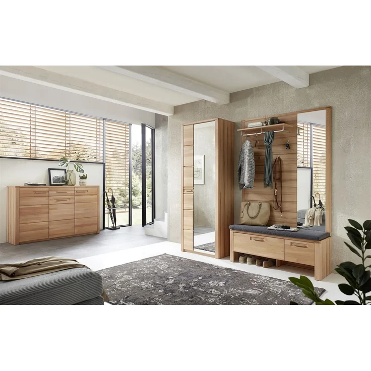 Schuhbank >Nature One< inkl. Kissen, 1 Klappe, FSC Kernbuche teilmassiv - 120x48x40cm (B/H/T) – Bild 6
