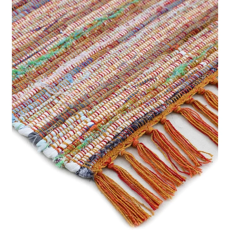 carpetfine 'Kelim Chindi' Teppich, Wendeteppich, rechteckig, Höhe: 6 mm, handgewebt, mit Fransen, Orange, 80 x 150 cm – Bild 4