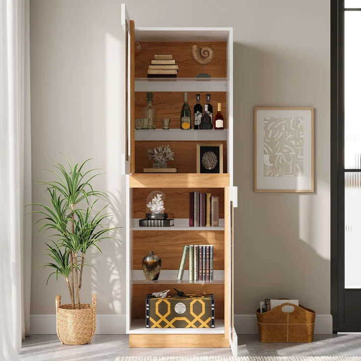 Vitrine 60 x 40 x 180 cm aus PB mit Glastüren und App-steuerbarer LED-Beleuchtung – Bild 3