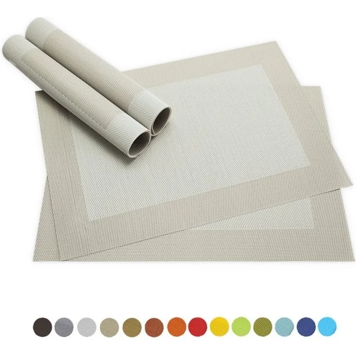 matches21 HOME & HOBBY Platzset Tischsets BORDA 4er Set Creme-weiß als Tischuntersetzer, (4-St), Abwaschbare Platzsets als Tischunterlagen für Ess-Tisch Tisch-Deko – Bild 4