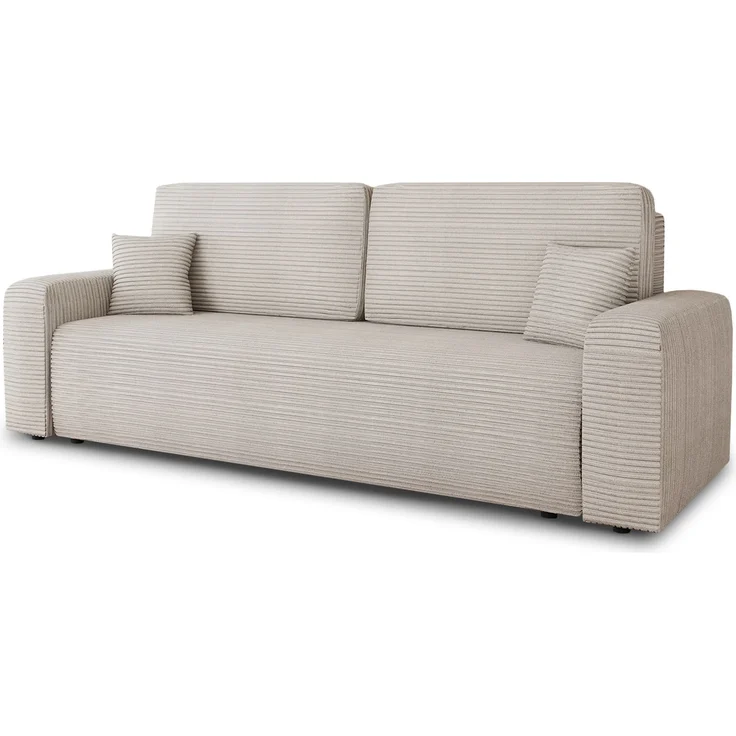 Schlafsofa Spark – Sofa mit Schlaffunktion und Bettkasten, Bonellfederkern, Cordbezug, große Schlaffläche, modernes Polstersofa & Bettsofa (Beige (Poso 100)) – Bild 2