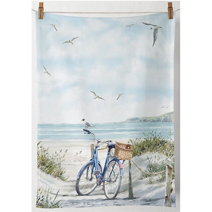 Ambiente® Geschirrtuch Bike at the beach, (1-tlg, 1-teilig), Geschirrtücher ca. 50x70 cm Baumwolle – Bild 1