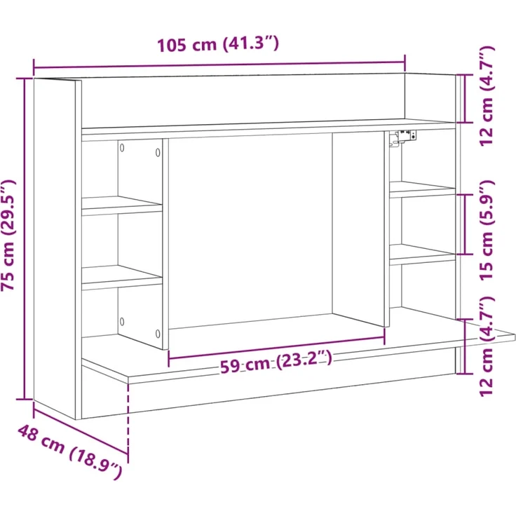 vidaXL Wand-Schreibtisch Schwarz 105x48x75 cm Holzwerkstoff 847969 – Bild 9