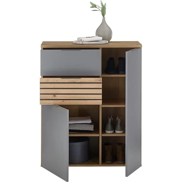 moebel-dich-auf Garderoben-Set MAILAND, (Komplett-Set, Garderobenschrank + Paneel + Bank + Spiegel + Schuhkommode), erhältlich in 2 Farbkombinationen – Bild 9