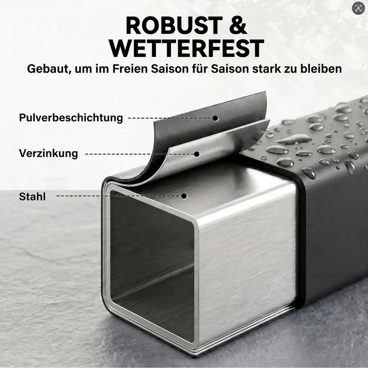 Outsunny Kaminholzregal, Verzinkter Stahl, Schwarz, 106L x 25B x 113H cm – Bild 6