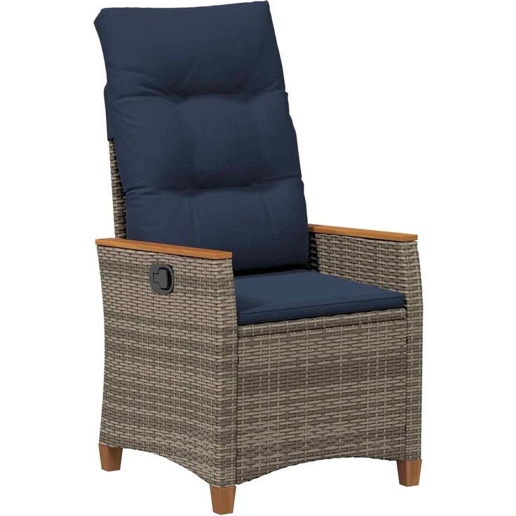 vidaXL Verstellbarer Gartenstuhl Grau und Marineblau Poly-Rattan 42026862 – Bild 2