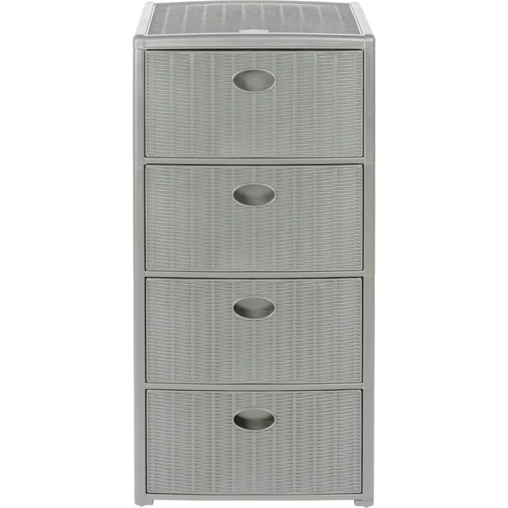 Kreher Rollcontainer mit 4 Schubladen im Rattan Design (Grau), (1 St) – Bild 3